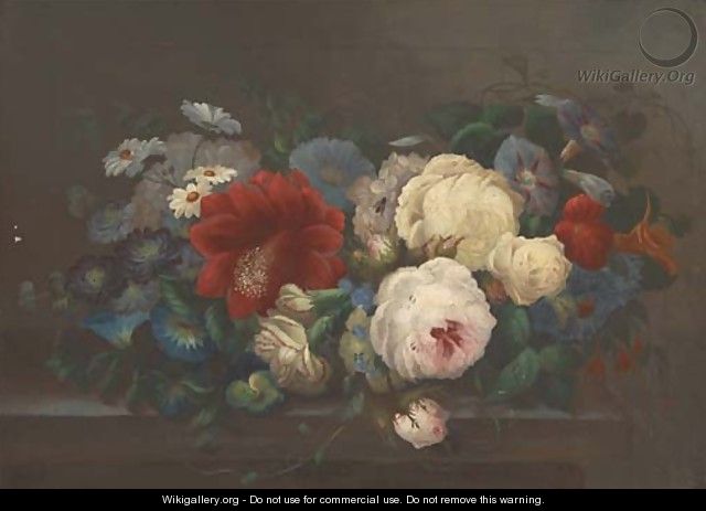 Roses, carnations, pansies - (after) E. Steele
