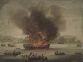A frigate ablaze offshore - (after) Dominic Serres