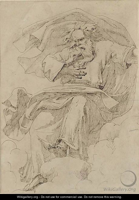 God the Father seated among clouds - (after) Ercole Setti