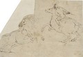 A horseman in profile to the left and a rearing horse in profile to the right - (after) Francesco Allegrini