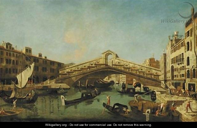 The Grand Canal, Venice, with the Rialto Bridge - (after) Francesco Albotto