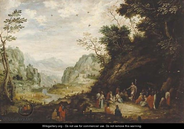 Saint John the Baptist preaching to the multitude in a mountainous landscape - (after) Floris Gerritsz. Van Schooten