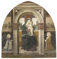 The Madonna and Child Enthroned, with two youthful donors, a landscape beyond - (after) Floriano Ferramola