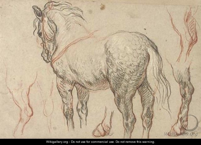 A dappled grey horse with subsidiary studies of its legs - (after) Charles De Lafosse