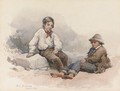 Two young fisherboys resting on the beach - (after) Clarkson Stanfield