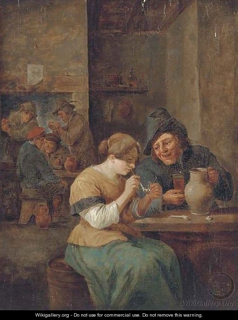 Peasants smoking and drinking in a tavern 2 - (after) David The Younger Teniers