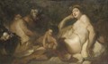 Venus and Bacchus with cupid and a satyr - (after) Antonio Molinari