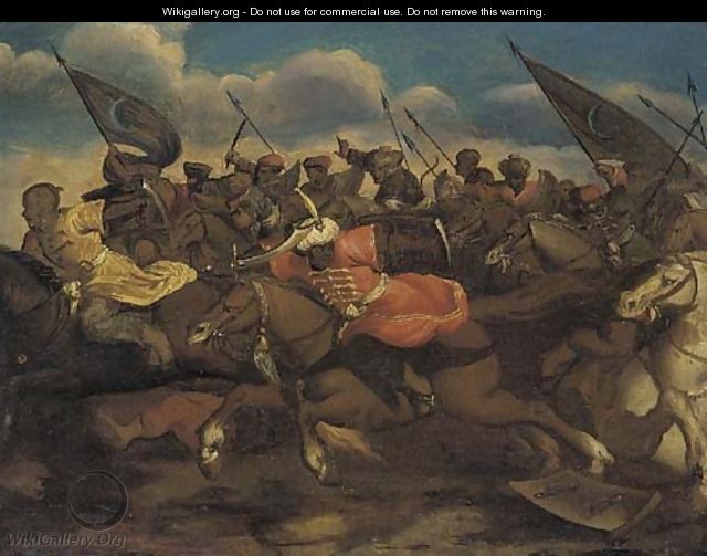A Turkish cavalry charge - (after) Antonio Calza