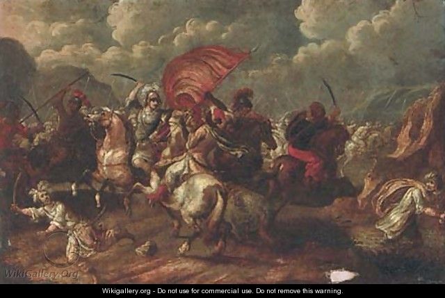 A cavalry skirmish between Christians and Turks - (after) Antonio Calza