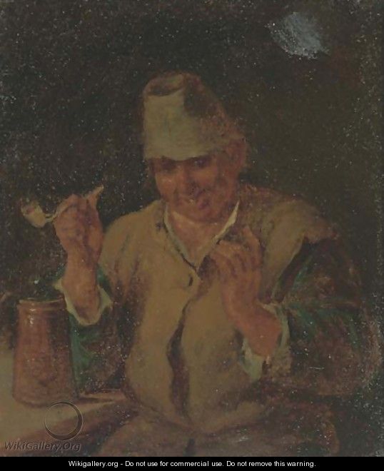 A peasant smoking and drinking - (after) Bartholomeus Molenaer