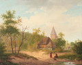Gezigt bij het dorp Beek in Gelderland - (after) Barend Cornelis Koekkoek