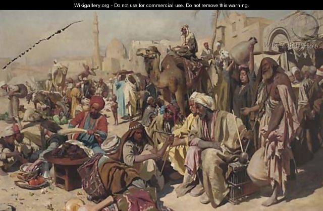 Street musicians at the bazaar - (after) Carl Leopold Mutller