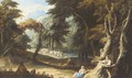A wooded landscape with travellers - (after) Carlo Antonio Tavella, Il Solfarola