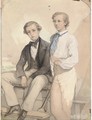 A portrait of Arthur and Kenneth Deighton with their cricket bat - (after) Albert Ludovici