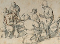 Smokers and drinkers by a table - (after) Adriaen Jansz. Van Ostade