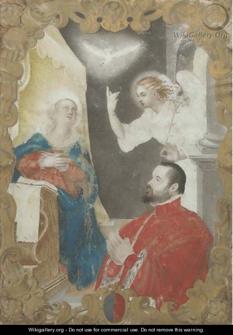 The Holy Spirit with an angel, the Madonna and a portrait of the Doge - (after) Alessandro Merli
