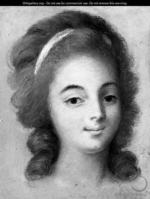 Head of a young girl wearing a pink ribbon - (after) Antoine Vestier