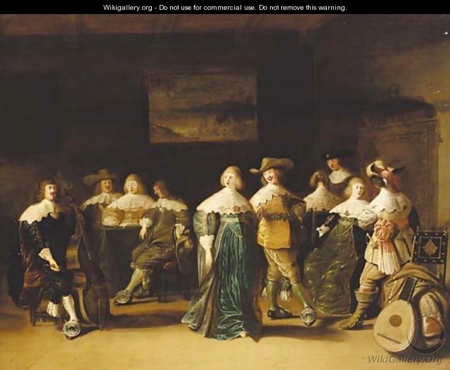 Elegant company dancing in an interior - (after) Anthonie Palamedes, Called Stevers