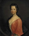 Portrait of Miss Ray, three-quarter-length, in a red dress and blue wrap, feigned oval - (after) Kneller, Sir Godfrey