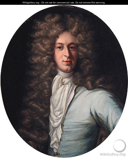 Portrait of John Taylor of Royston, half-length, in a blue coat and white stock - (after) Kneller, Sir Godfrey