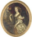 Portrait of a lady, three-quarter length, in a white silk dress - (after) Sir Peter Lely