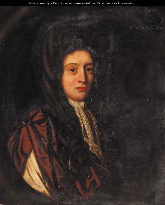 Portrait of a gentleman, half-length, wearing a brown cloak - (after) Sir Peter Lely