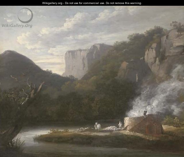 A lime kiln in a wooded river valley - (after) Thomas Barker Of Bath