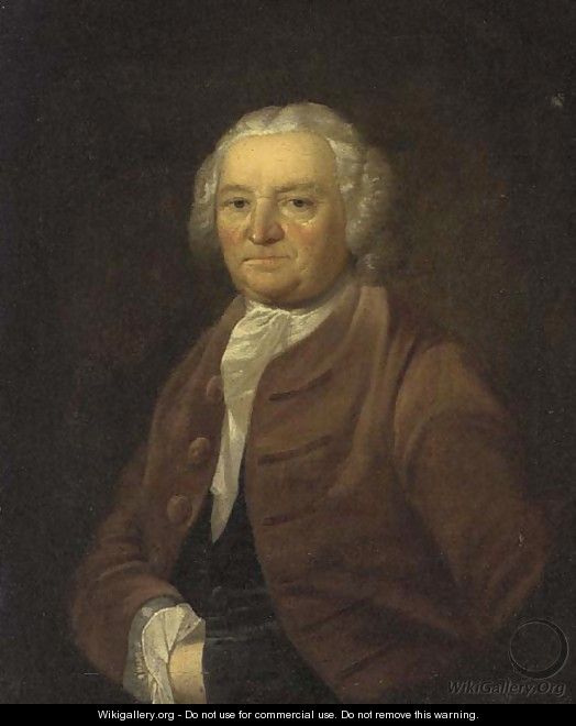 Portrait of a gentleman, bust-length, in a brown jacket - (after) Thomas Bardwell