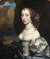 Portrait of a lady, half-length, in a white dress with blue wrap, in a landscape - (circle of) Russel, Theodore