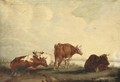 Cattle on the bank of a river - (after) Thomas Sidney Cooper