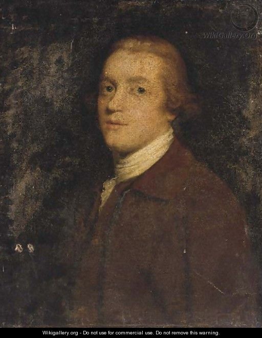 Portrait of a gentleman, bust-length, in a brown coat - (after) Thomas Frye