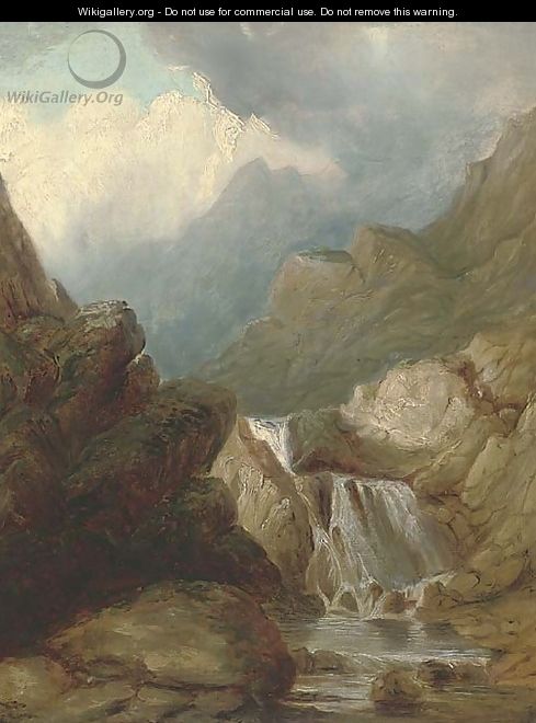 A Highland waterfall - (after) Thomas Creswick