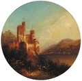 A castle on the shore of a lake; and A ruin on the shore of a lake - (after) Thomas Creswick