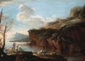 A coastal landscape with herdsmen on the shore - (circle of) Rosa, Salvator
