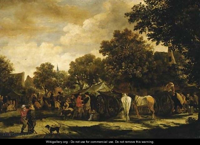 A horse fair in a village - (after) Salomon Rombouts