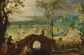 Summer an extensive landscape with harvesters, a view of Antwerp beyond - (after) Sebastian Vrancx