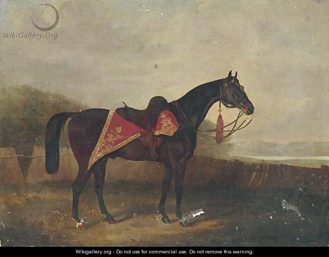 A horse with ornate sadle cloth - (after) Samuel Spode