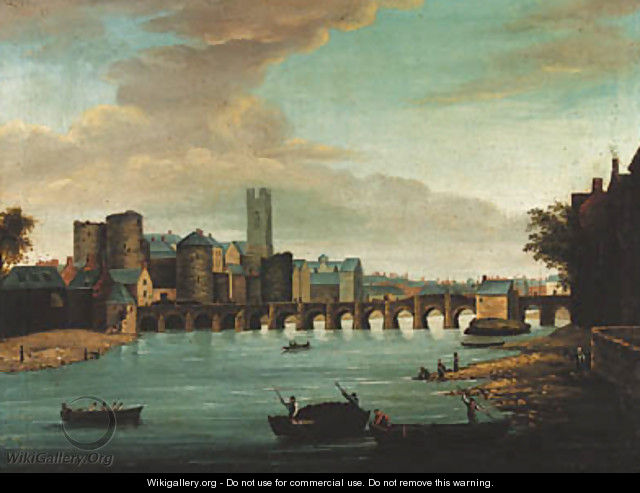 A view of Limerick with Old Thomond bridge, King John