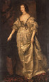Portrait of Queen Henrietta Maria, full-length, in a white silk dress - (after) Dyck, Sir Anthony van