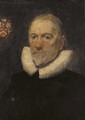 Portrait of a gentleman, thought to be a member of the Philipson family of Calgarth Hall, Westmorland, bust-length, in a lace ruff and black coat - (after) Dyck, Sir Anthony van
