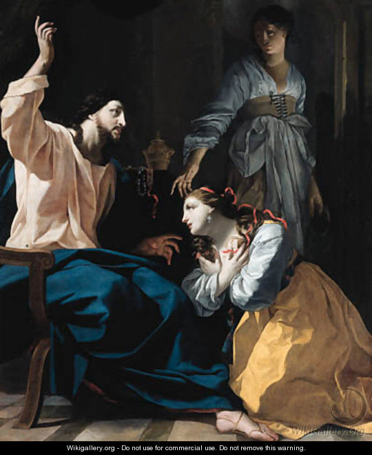 Christ in the house of Mary and Martha - (after) Simon Vouet