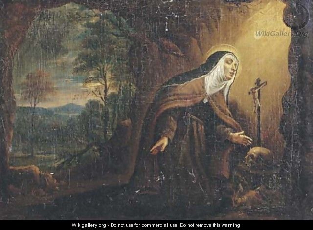 The Penitent Saint Theresa in a grotto - (after) Pier Francesco Mola