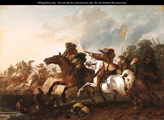 A Cavalry Engagement - (after) Philips Wouwerman