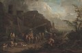 A harbour scene with stevedores on the shore - (after) Pieter Bout