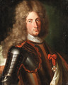 Portrait of a nobleman, said to be Marechal Tourrain, bust-length, in armour, wearing a lace cravat, a wig and the star of the Order of the Garter - (after) Mignard, Pierre II