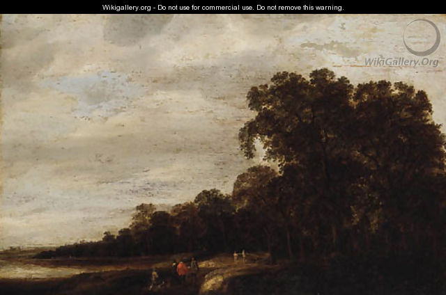 A wooded Landscape with Huntsmen resting on a Track - (after) Pieter Jansz. Van Asch