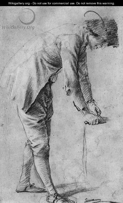 A figure stooping to sharpen a knife - (after) Pieter Jansz. Quast