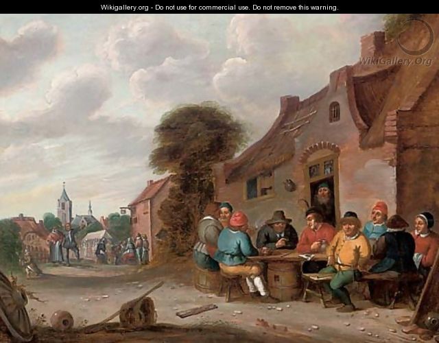 A landscape with travellers at rest on a track - (after) Pieter De Molijn