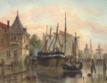 A busy day on the Amstel - (after) Pieter Cornelis Dommersen