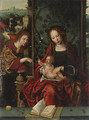 The Virgin and Child enthroned, with the Angel Gabriel proffering a lily a fragment - (after) Pieter Coecke Van Aelst